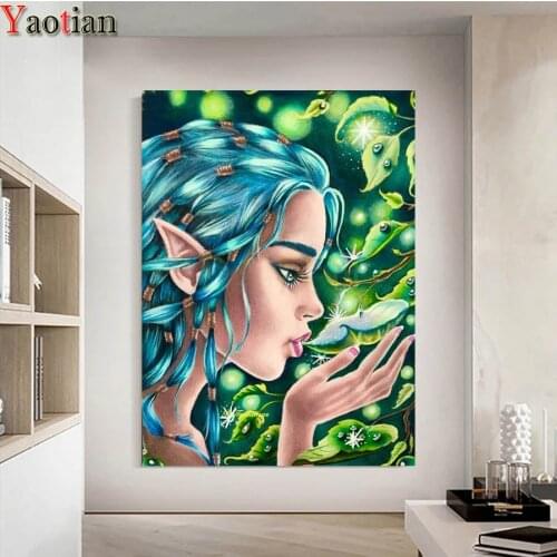 Diy 5d Full Diamond Embroidery Cartoon elf girl Diamond Painting Mosaic Handmade Rhinestones Decoration Furniture Hobby Gifts