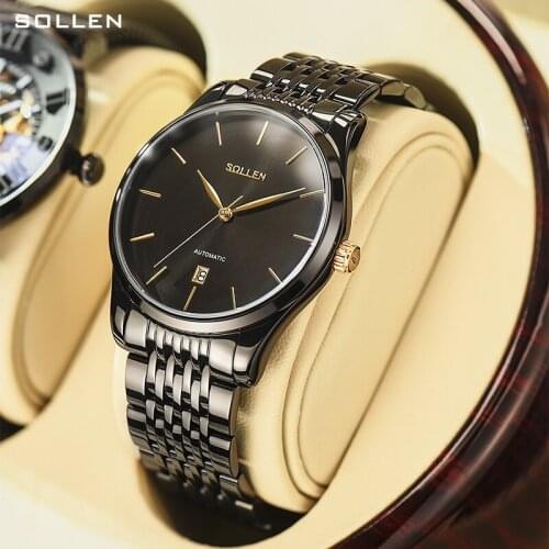 Mens Watch Calendar Steel Band Automatic Mechanical Watch Mens Business Fashion Watch Gift for Husband