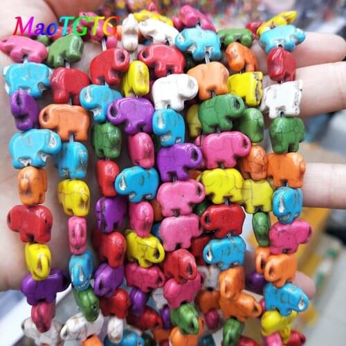 Colored Elephant Shaped Turquoises Beads For Jewelry Making Bracelet Necklace11X15X5mm Howlite Turquoises Beads Wholesale