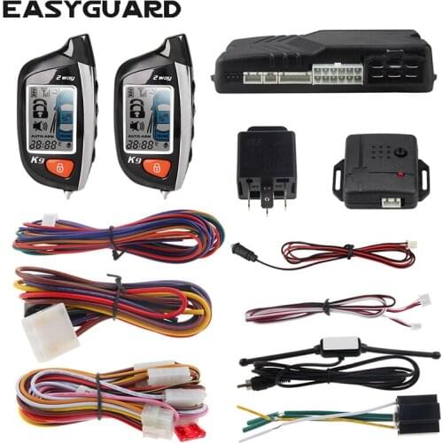 EASYGUARD 2 Way Car Alarm System LCD Pager Display Remote Engine Start Universal Turbo Timer Mode Shock Sensor Alarm security