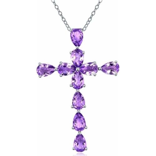 Elegant Women Necklaces Pendants Jewelry Purple CZ Zircon Statement Neccklace for Wedding Engagement Gift