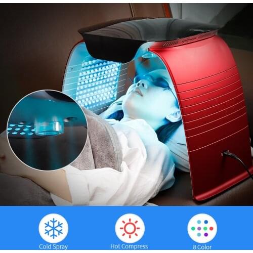 Photodynamic PDT LED Red Light Therapy Skin Rejuvention Beauty Facial Machine With Face Steam Hot and Cold Nano Spray Photodyna
