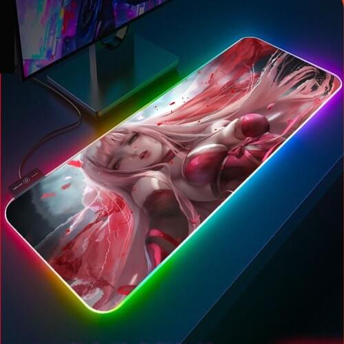 Darling In The Franxx Mouse Pad RGB Sexy Big Tits Anime Mini Laptop Glowing LED Computer Game Accessories Mouse Pad Anime Mat XL