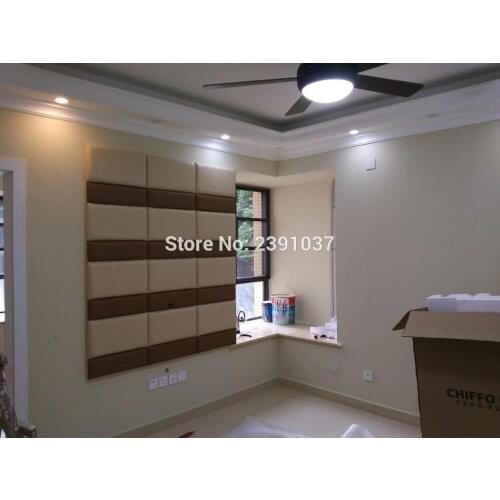 Custom PU Leather Acoustic Panel 12pcs 60*30cm+12pcs 60*15cm acoustic panel Leather Panel for Wall of Living Room Bedroom