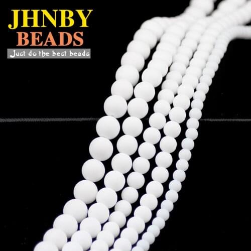 JHNBY AAA Natural Matte White Ceramic Stone Beads 6/8/10/12MM White Round Loose Beads for Jewelry Bracelet Earrings Making DIY