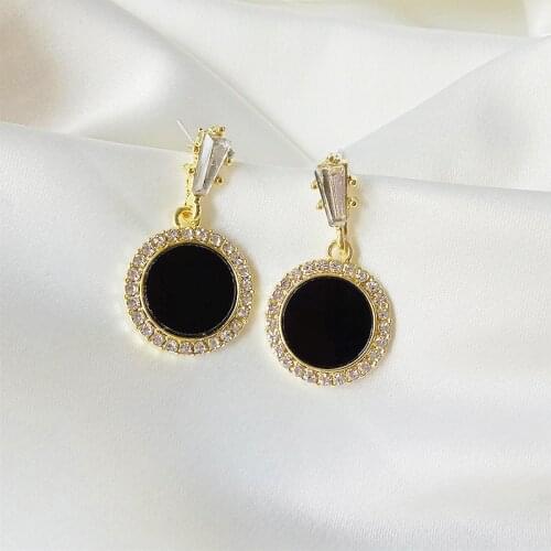 Round Crystal Earrings 2020 New Korean Fashion Personality Temperament Versatile Simple Earrings Women Wholesale Moda Feminina