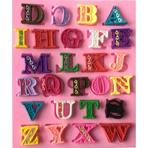 Kitchen DIY Creative 3D New Capital Letters Liquid Silicone Mold Fondant Cake Mold A780