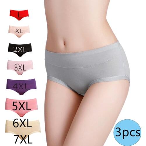 M-7XL Underwear Panties Womens Plus Size Cotton Seamless Briefs Girls Sexy Lingeries Shorts Underpants Underwear For Women 3Pcs