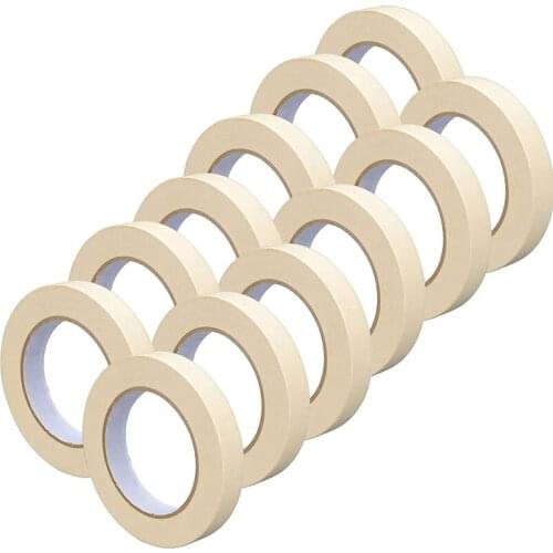 Masking Tape - 24mm x 50M - Painting Decorating Crafts Spraying Strong Adhesive Tape - 12 Rolls