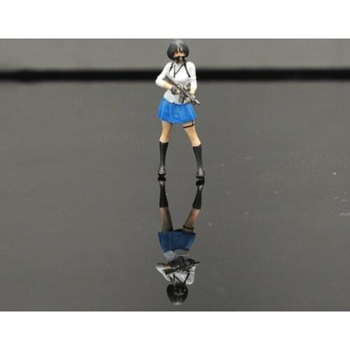 1/64 Scale Resin Die-casting Game Character Girl Eating Chicken Car Scene Doll Model Scene Layout Collection Decoration Toy