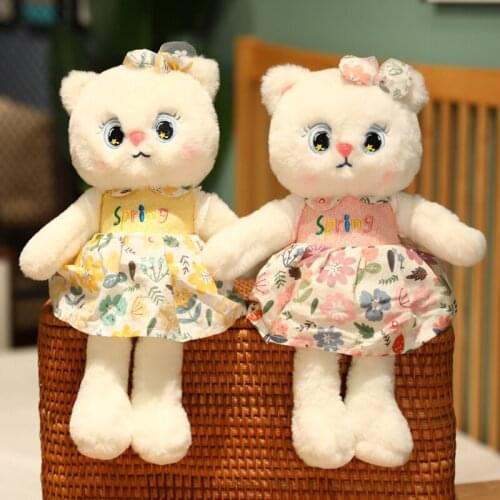 35/50/65CM Sweet Idyllic Cat Plush Toys Cute Kitten Wear Skirt Dolls Soft Stuffed Animal Pillow For Children Girlfriend Present