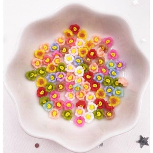 Cute Resin Colorful 6mm 3D Flower Flatback Stone Applique DIY Wedding Scrapbook Embellishment Manicure Accessories Craft SL248