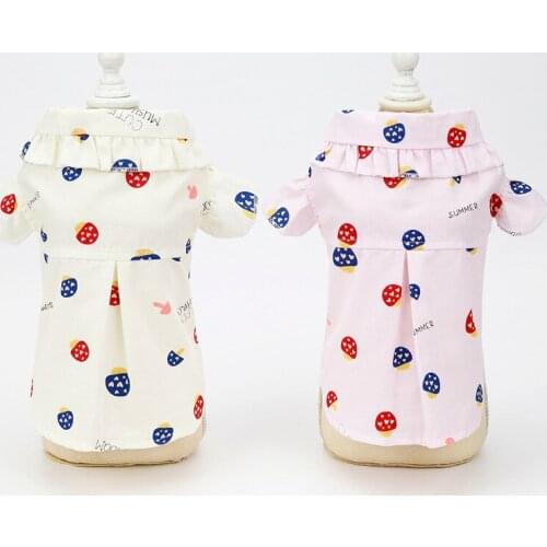 Fashion Luxury Dog Shirts Summer New Thin Cute Mushroom Shirts Pet Dog Cat Clothes Simple Dog Shirts
