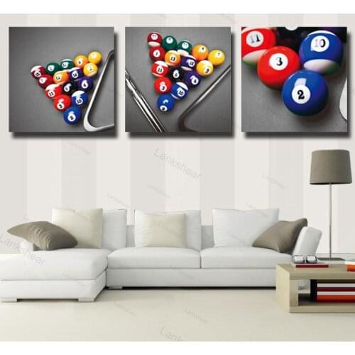 3 Piece Colorful Billiards Ball Canvas Print Painting Modern Canvas Wall Art for Home Sport Room Decoration