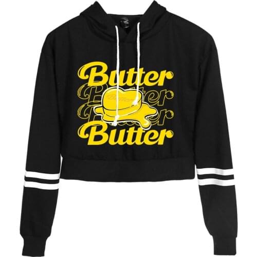 New album Butter Crop Tops Bangtan Boys Sweatshirts Women Corp Hoody Kpop Crop Tops Idol group Bangtan hoodie Girl Clothes