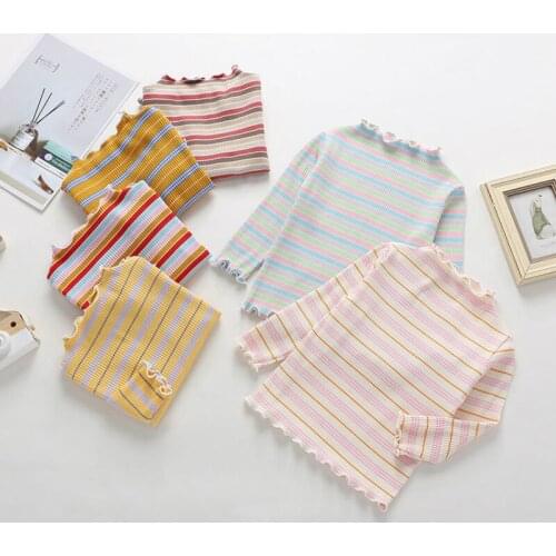 New Cotton Fall Winter Baby Girl Clothes Colorful Striped Long Sleeve T-shirt Tops Comfortable Home Baby Pajamas Kids Clothes