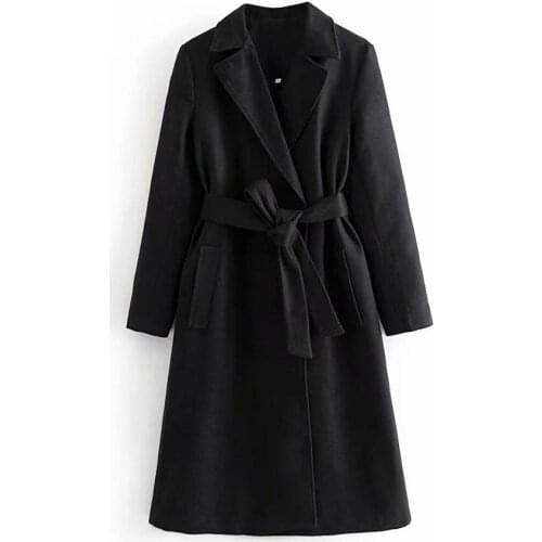 New Pop Autumn Winter Women Long Coat Belted Casual Vogue Elegant Warm windbreaker Outerwear Trench parka female jacket