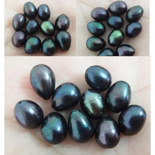 Wholesale 20pcs about 12x10MM Genuine Dark Black drop loose pearl Full drilled Free Shipping