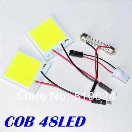 Wholesale White light car led panel light 5W COB LED 48 led smd Car Interior Light T10 Festoon led Dome Adapter 12V