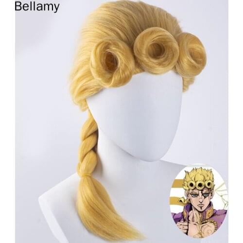 Anime JOJO VENTO AUREO (Golden wind) Giorno Giovanna Cosplay hairwear Ginger Cosplay Wig +Wig Cap