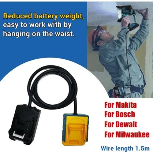 Portable Battery Extension Cord Tool For Makita 18v Lithium Battery Adapter Extension Cable For DEWALT 18v 20v max