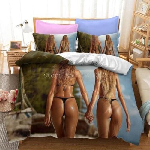 Sexy Women Bedding Set Beach Bikini Beauty Duvet Covers Pillowcases High Quality Bed Twin Full Queen King Sizes Bedclothes
