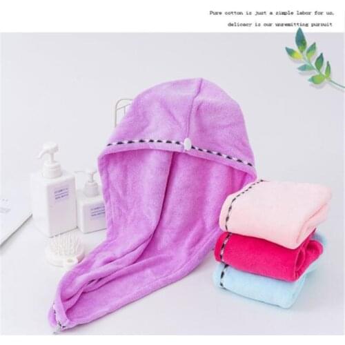 Absorbent long hair quick thickening dry coral fleece dry hair cap womens absorbent microfiber cartoon shower cap
