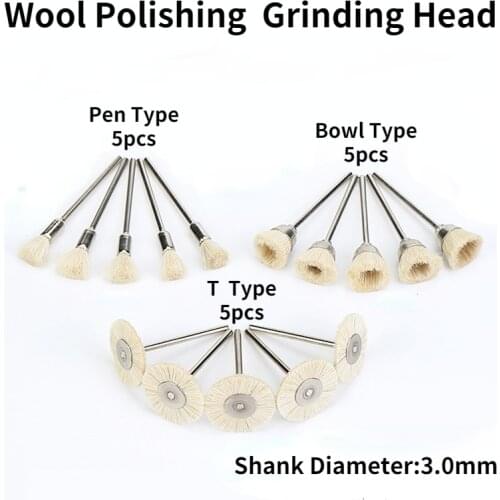Wool Polishing Grinding Head/ Wool Brush / White Bowl Type Pen Type T Type Wool Polishing Brush / Dust Removal Tool
