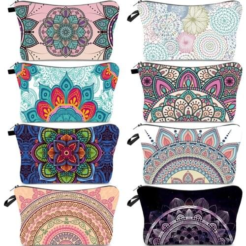 Waterproof Mandala Printed Collection Makeup Bag Womens Clutch MultiFunction Travel Storage and organization