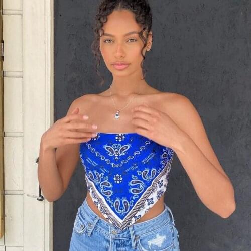 Y2k Cute Sexy Graphic Bandana Crop Top Women Clothing Women Off Shoulder Backless Tank Tops Clothes Corset Sexy Top 2021