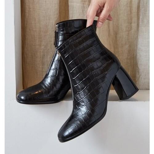 SKLFGXZY 2020 New Autumn/winter Womens boots Genuine leather Ankle womens ankle boot High heels European brands handmade