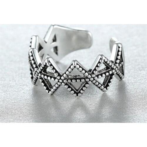 Retro Geometric Hollow Wide Open Rings for Women 925 Sterling Silver Jewelry Creative Accessories Female Gifts Anillos SR395