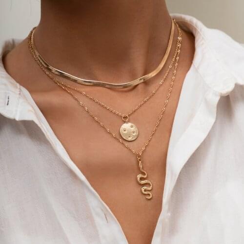 Flat Chains Punk Snake Pendants Necklace For Women Fashion Collar Gold Choker Necklaces Party Accessories Minimalist Jewelry