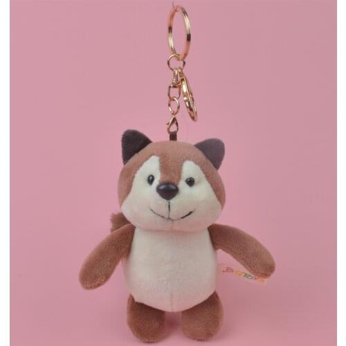 1pcs Cute Cartoon Animals Soft Plush Toys Creative bear Raccoon Backpack Keychain Xmas Pendant Mini Bag Key Ring Holder Gift