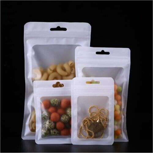 10pcs/lot White matte ziplock bag Small Mini Plastic Zip Lock Bag With Window Jewelry Packaging Food Storage Pouch