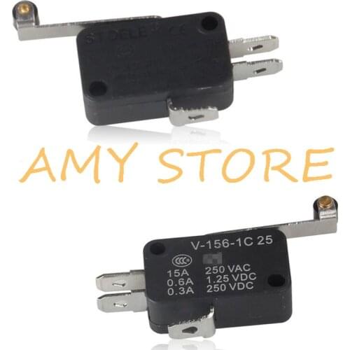 10 Pcs Roller Lever Arm SPDT NO/NC Momentary Micro Switches V-156-1C25 Long Hinge Snap Action Roller Tip Lever