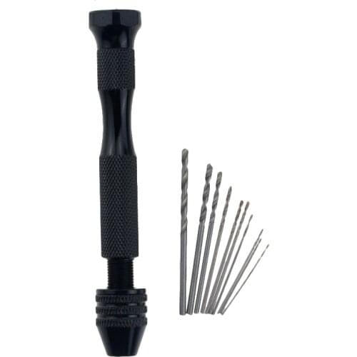 10pcs Twist Drill Bit Mini Micro Aluminum Alloy Hand Drill With Keyless Chuck Woodworking Drilling Rotary Tools 0.3-3.2mm
