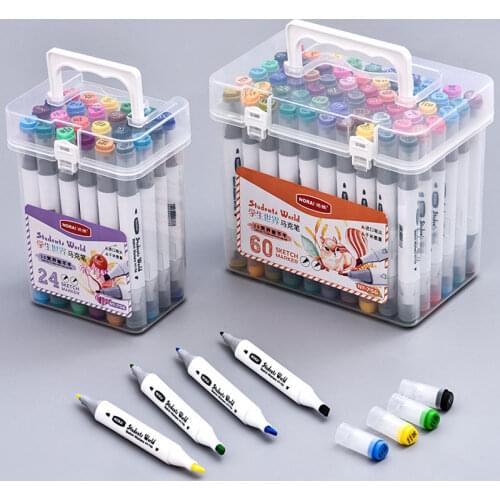 12/24/36/48/60 Color Marker Student Painting Color Pen Set Multicolor Painting Pen Boxed Marker Watercolor Pen Art Supplies