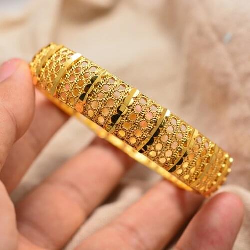 24K Dubai Can open Flower Middle East Arab Dubai Bangle Bracelet for Women African Gold Color Jewelry Trendy Gifts