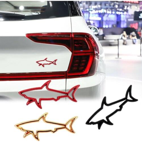 3D Metal Car Styling Hollow Fish Shark Sticker Emblem Badge Decals Automobiles Trunk Motorcycle Computer Fuel Cap Accessories