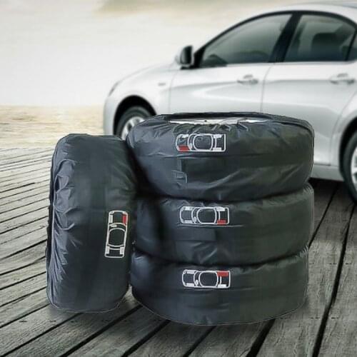 Universal 4pcs S/L Car Spare Tire Cover Case Polyester Tires Storage Bag Carrier Auto Tyre Wheel Protector Dustproof Waterproof