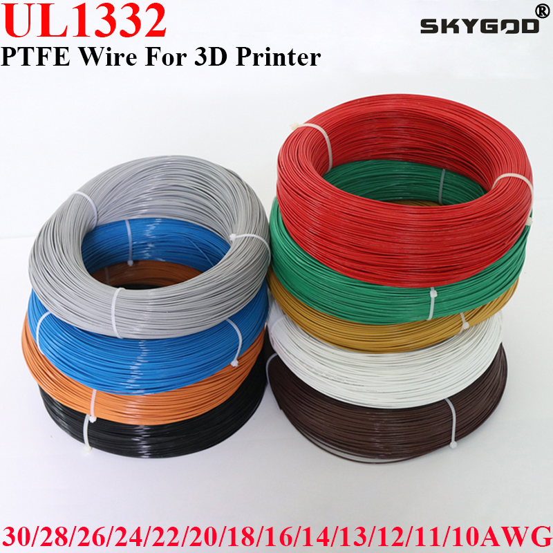 1M/2M 28/26/24/22/20/18/16/14/13/12 AWG UL1332 PTFE Wire FEP Plastic Insulated High Temperature Electron Cable 300V