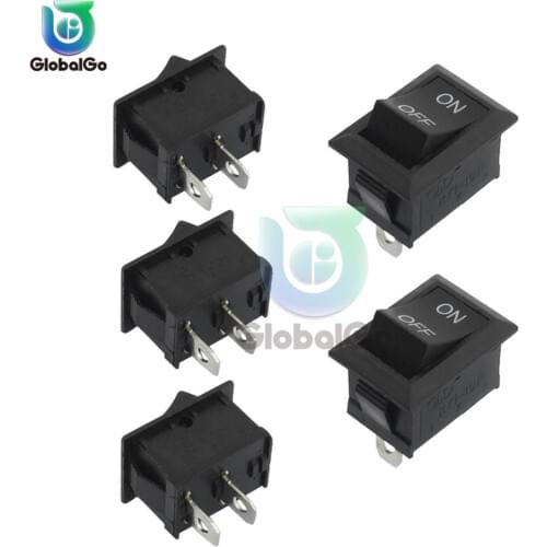 5pcs/Lot Push Button Mini Switch 6A 250V KCD1-101 2Pin Snap-in On/Off Boat Rocker Switch ON OFF Toggle Switches Black