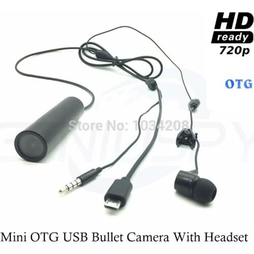 720P Waterproof OTG Body Android Smarphone Equipment USB Camera Headset Mini Bullet Camera With Earphone For Helmet&Police