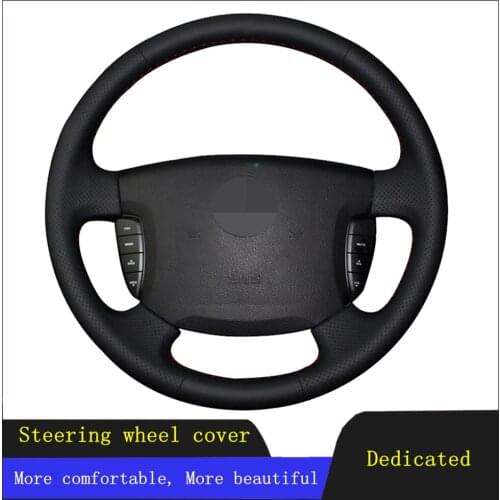 Car Accessories Steering Wheel Cover Black Hand-stitched Anti-slip And Breathable Artificial Leather For Ssangyong Actyon Kyron