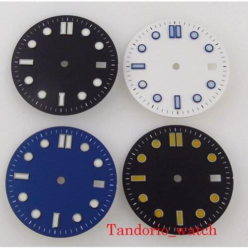 Bliger 31mm Black Blue Sterile Watch Dial Luminous Marks For NH35A Automatic Movement With Date Window Wristwatch Accessories