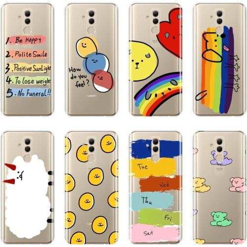 Phone Case For Huawei Mate 20 10 9 Lite Silicone Soft Rainbow Dog Cute Cartoon Back Cover For Huawei Mate 7 8 9 10 Pro Case