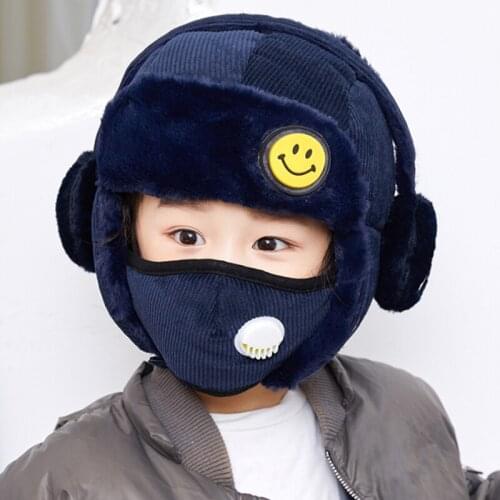 Childrens hat wool and velvet baby autumn and winter ear protection mask warm hat scarf two sets of boys and girls fashion