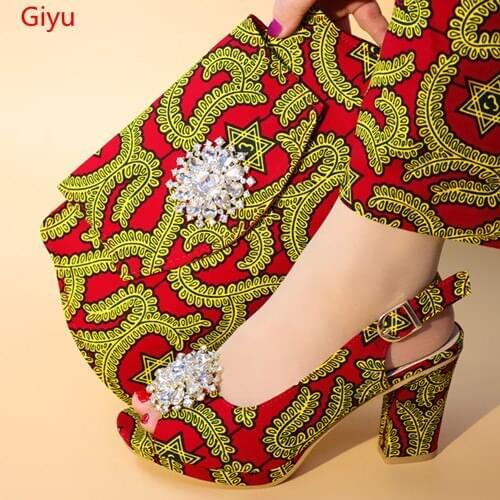 Doershow Fashion Italian Shoes With Matching Bag Set High Quality African Shoes And Bag Set For Wedding Party Nigerian SHM1-19