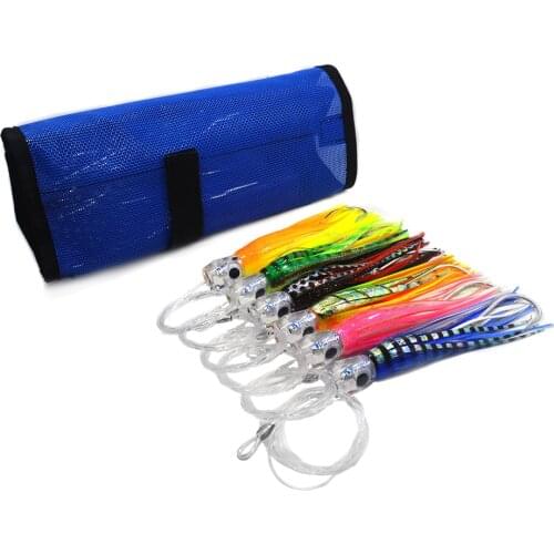 6 inch Rigged Marlin lures with mesh bag Tuna Kingfish Big Game Octopus skirt Lures Ocean Boat Trolling fishing Lures